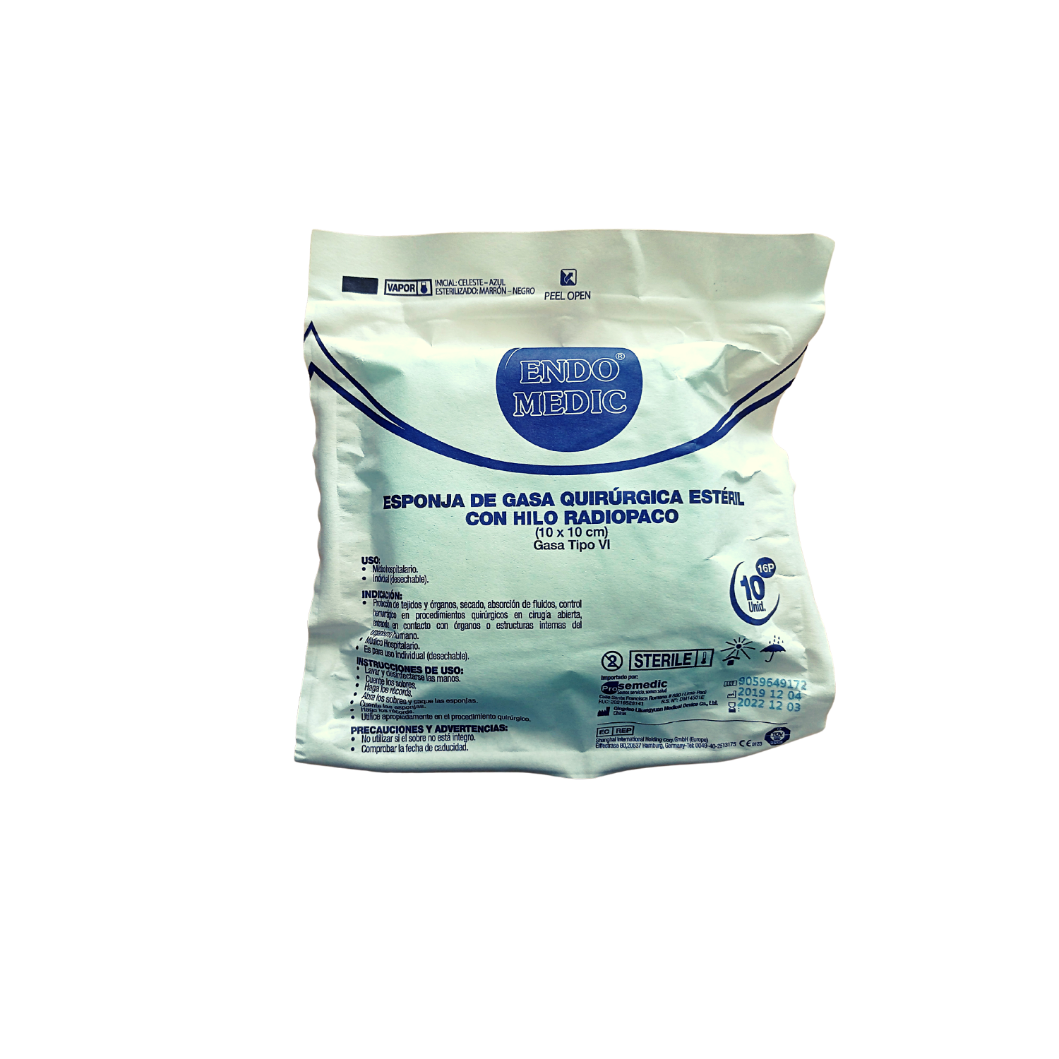Esponja De Gasa 10x10 Esponja de gasa quirúrgica Endomedic - PROSEMEDIC